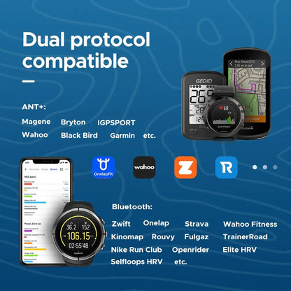 Monitor Cardíaco Peitoral Bluetooth ANT+ com Luz LED